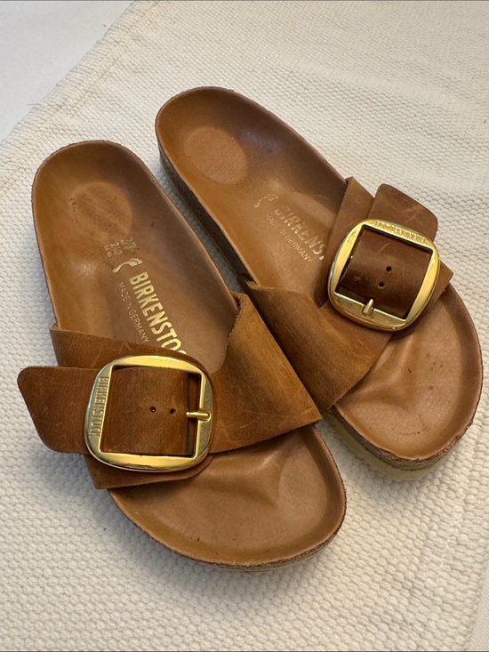 Birkenstock Shoes - Birkenstock Madrid Big Buckle Sandals Womens Cognac Brown Leather Size 37 6-6.5